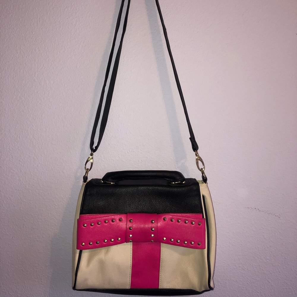 Betsey Johnson Hot Pink Bow Cross Body Bag